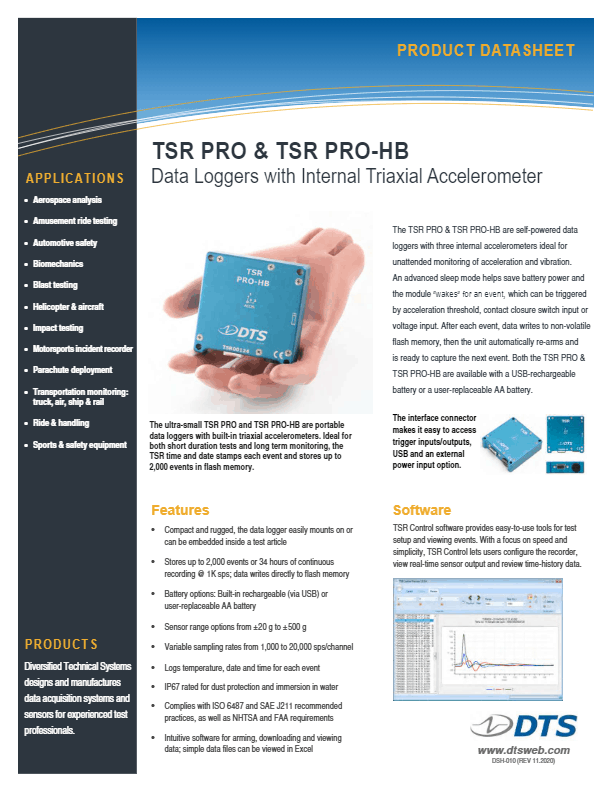 DTS Data Logger TSR PRO PRO-HB Datasheet